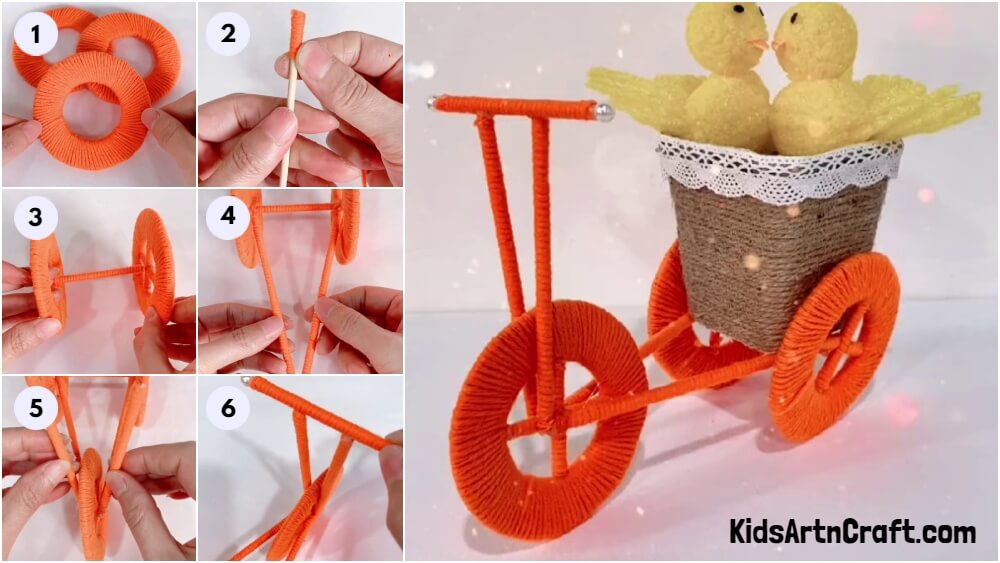 DIY Cardboard And Stick Cycle Centerpiece Home Decoration Craft For Kids