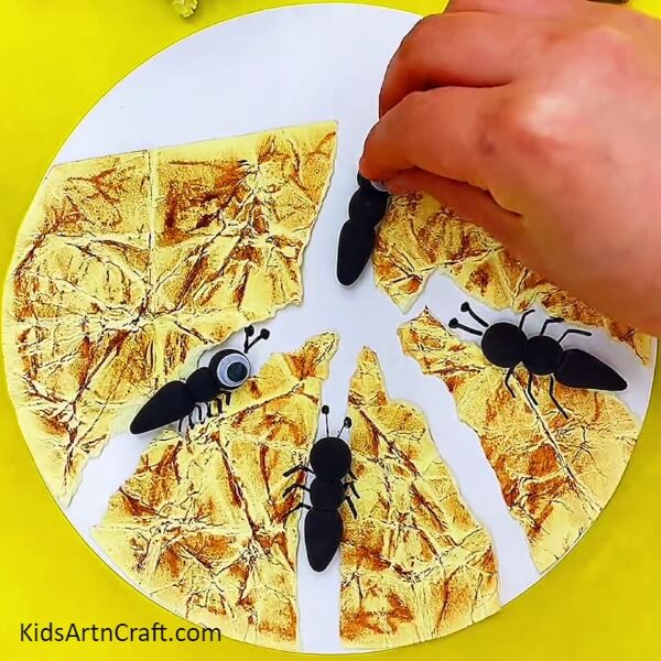 Place All The Ants-Producing a Quick Ant Artwork with Crumpled Paper for Toddlers