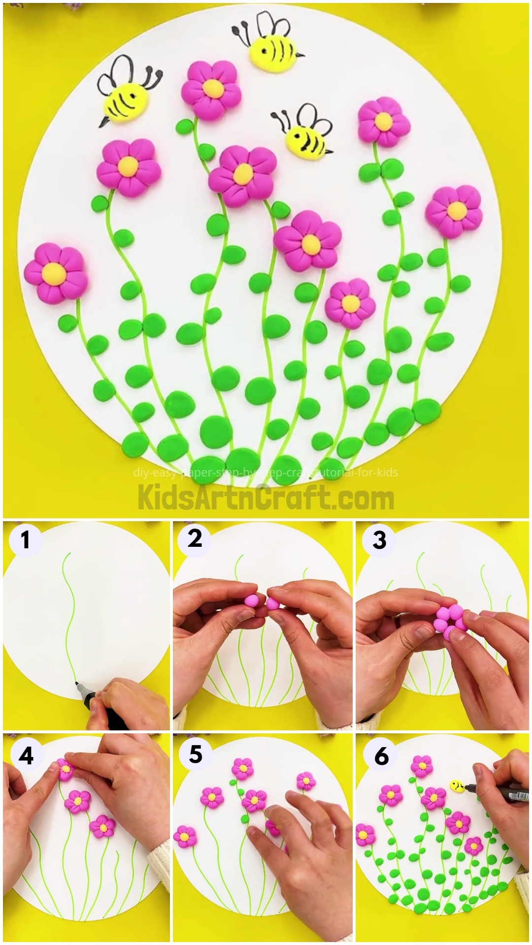 How To Make Clay flower Artwork easy Tutorial for Kids