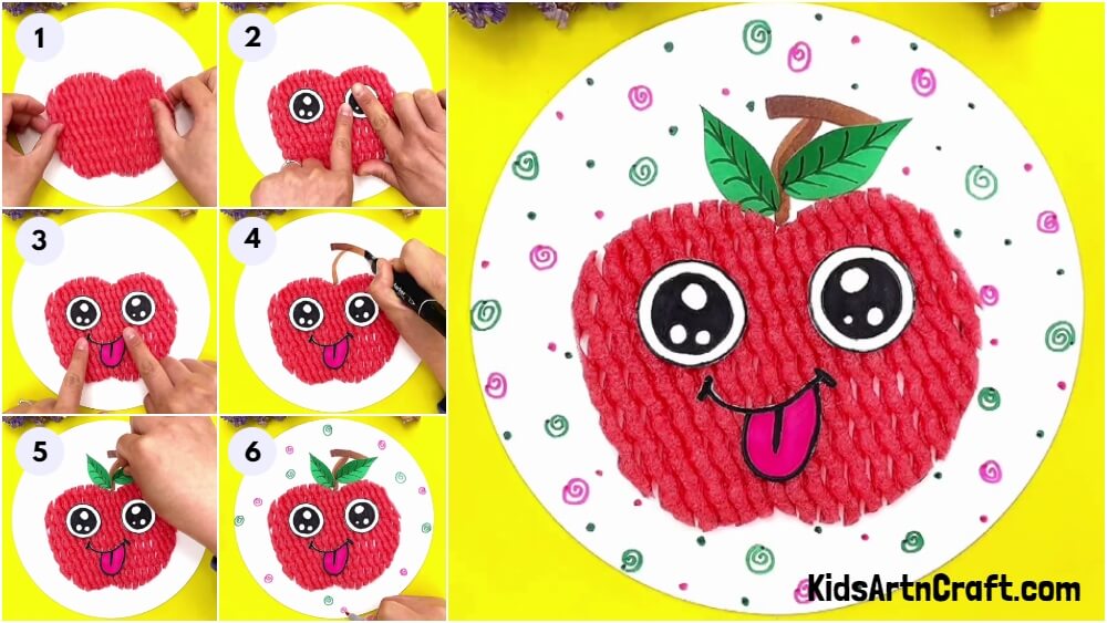DIY Fruit Foam Net Apple Craft For Kids