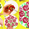 DIY Lettuce Stamp Roses Painting Art For Beginners
