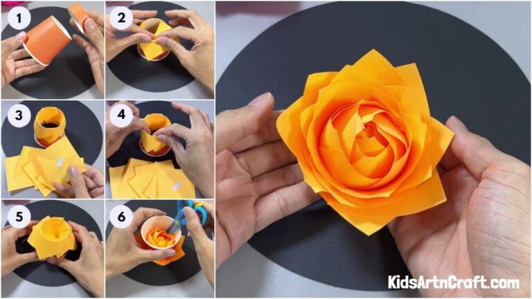 DIY Rose Flower Using Paper Cup-Easy Craft Tutorial - Kids Art & Craft