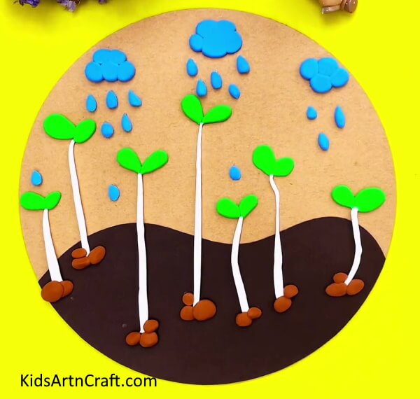 Finally, Your Beautiful Seed Germination Artwork Is Ready!-Doing Seed Sprouting Through Clay - A Fun Art Project For Children 