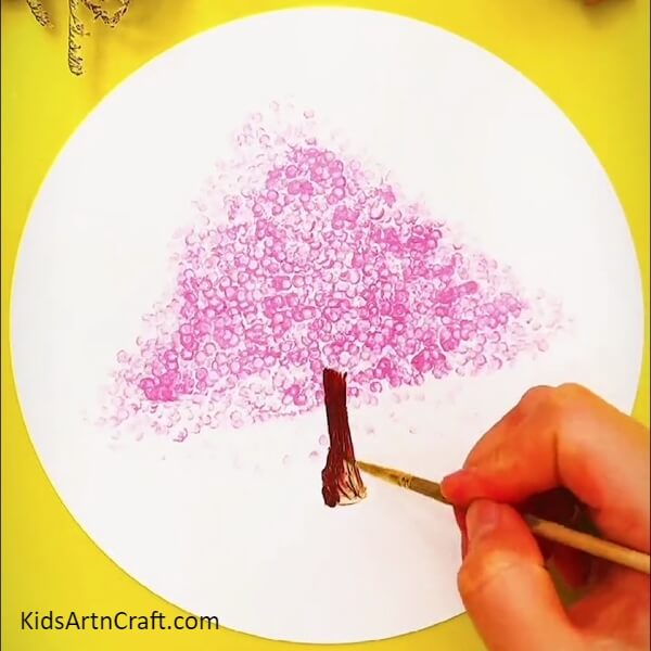 Trunk Of The Tree-Quick and Easy Cherry Blossom Tree Art with Cotton Buds