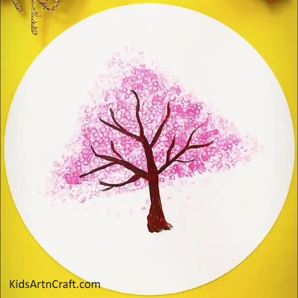 Complete The Tree-A Simple and Creative Idea for a Cherry Blossom Tree with Cotton Buds 