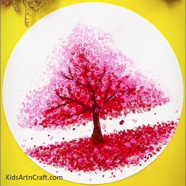 Now, You Are All Done!- Cotton Bud Painting of a Cherry Blossom Tree Made Simple