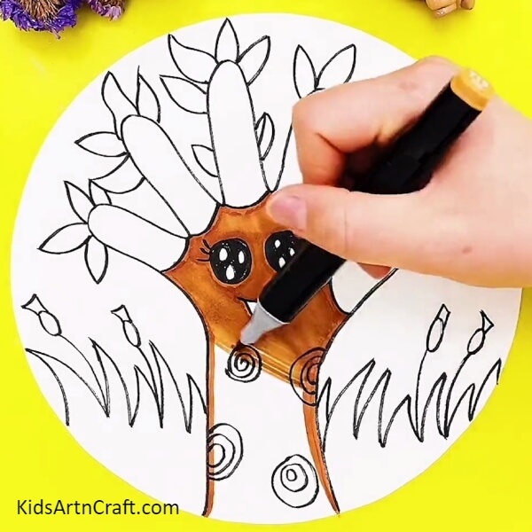 Coloring Our Tree With A Brown Color Sketch Pen-Presenting a simple way to draw a tree for kids
