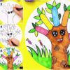 Easy Hand Outline Tree Making Drawing For Kids