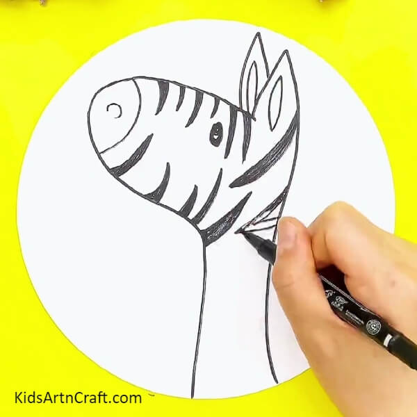 Coloring The Stripes-Quick Hand-Drawn Zebra Drawing Idea For Kids-