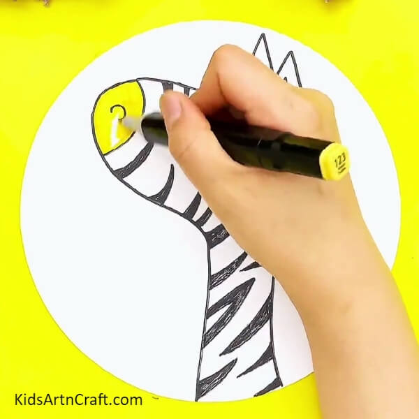 Coloring The Mouth Yellow-Simple Hand-Crafted Zebra Drawing For Youngsters-