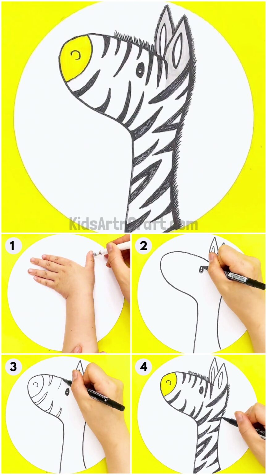 Easy Handprint Zebra Drawing Tutorial For Kids Kids Art & Craft