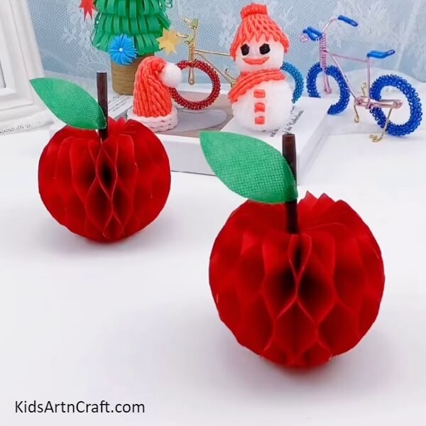 Finally, The Bright red colored 3D paper apple is ready!-