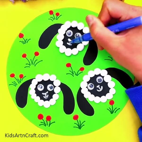 Making The Nose And Mouth Of The Sheep-For Kids