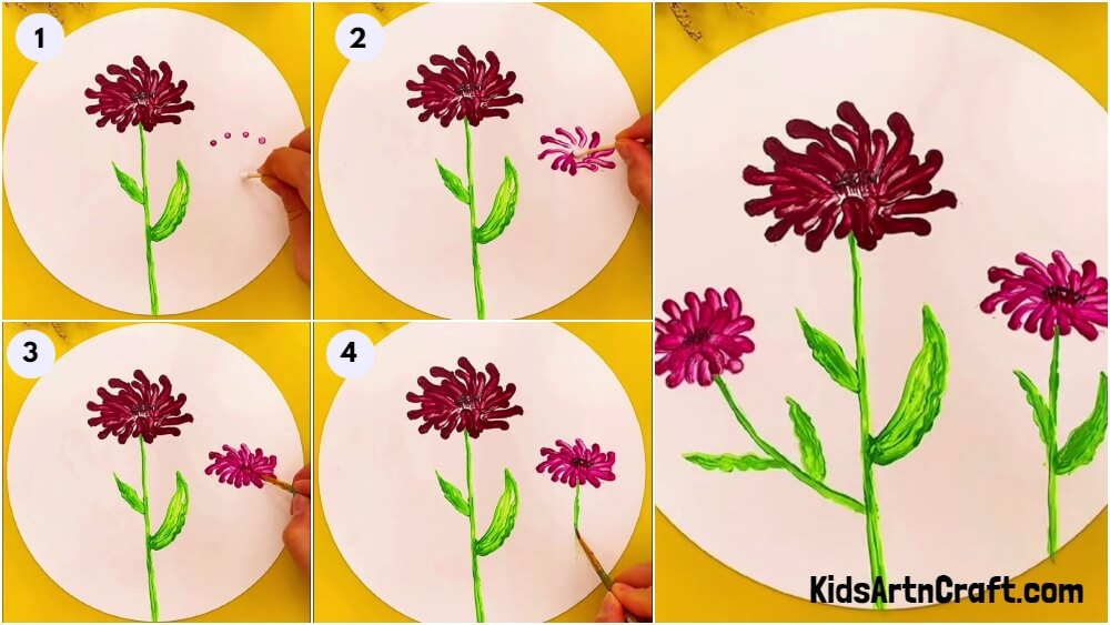 Wobbly Flowers Creative Painting Idea For Kids
