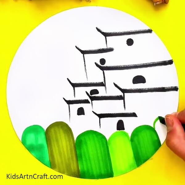Drawing The Trees- Simple Instructions to Draw Town Landscapes for Kids 