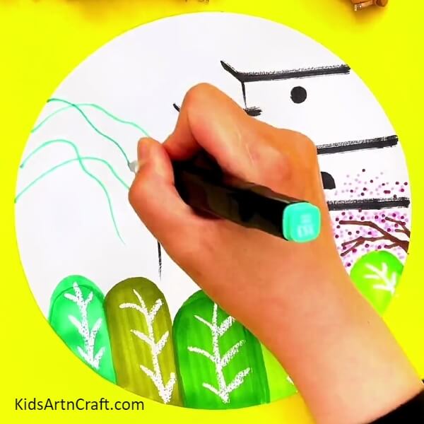 Drawing The Green Stems- Step-by-Step Town Landscapes for Kids 