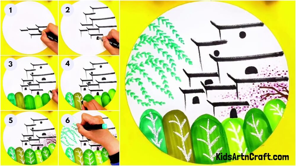 Easy Town Landscape Step-by-step Drawing For Kids