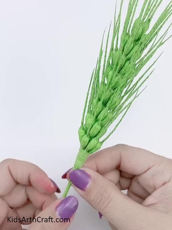 Completing Making The Common Wheat - Easily Make Wheat With Crepe Paper For New Learners