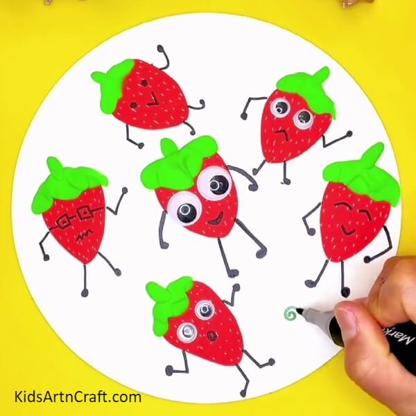 Making Expressions And Features Of All And Spirals On Base- Step-by-Step Directions to Crafting Strawberries with Kids 