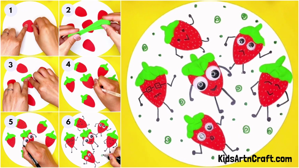 Expression Strawberries Craft Step-by-step Tutorial For Kids
