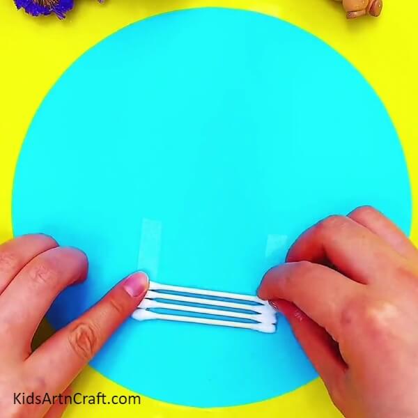 Sticking The Cotton Bud-Applying The Double-sided Tape To Cotton Buds