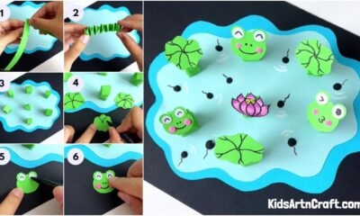 Easy Frog And Lotus Pond Paper Craft Tutorial For Beginners