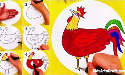Easy Hand Outline Hen Drawing Trick And Steps Tutorial