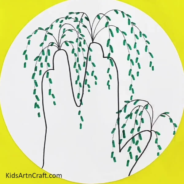 Completing Making The Leaves-Learn how to create a hand-shaped tree illustration with this guide for children