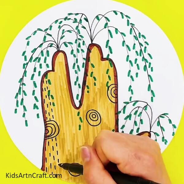 Making Dashed Lines-Detailed guide for kids to draw a tree with their hands