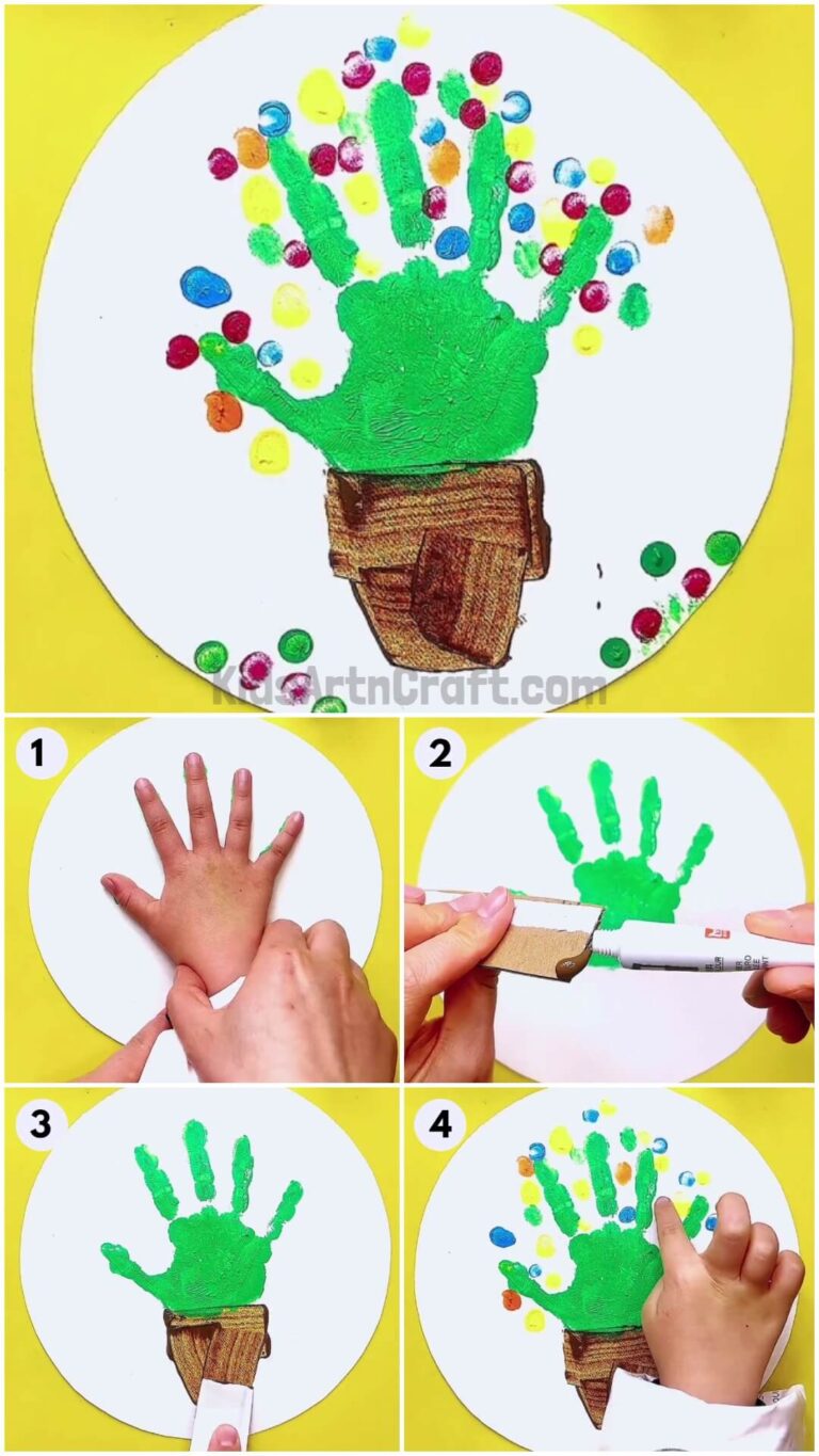 Handprint Plant Pot Painting Step by Step Instructions Kids Art & Craft