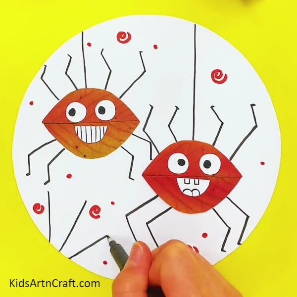 Detailing Background Of The Artwork -Leaf Spider Crafting for Children Fun Idea