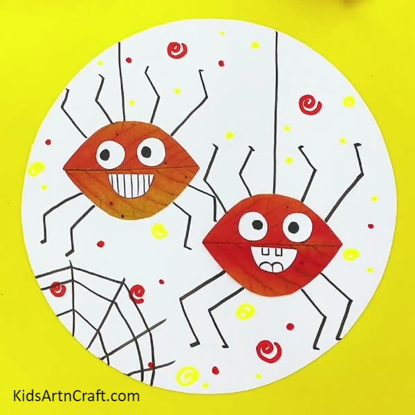 Your Cute Spiders Are Ready! -Creative Leaf Spiders Kids Craft Activity
