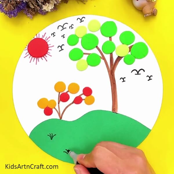 Drawing Grass-Making a craftwork of beautiful clay scenery for beginner