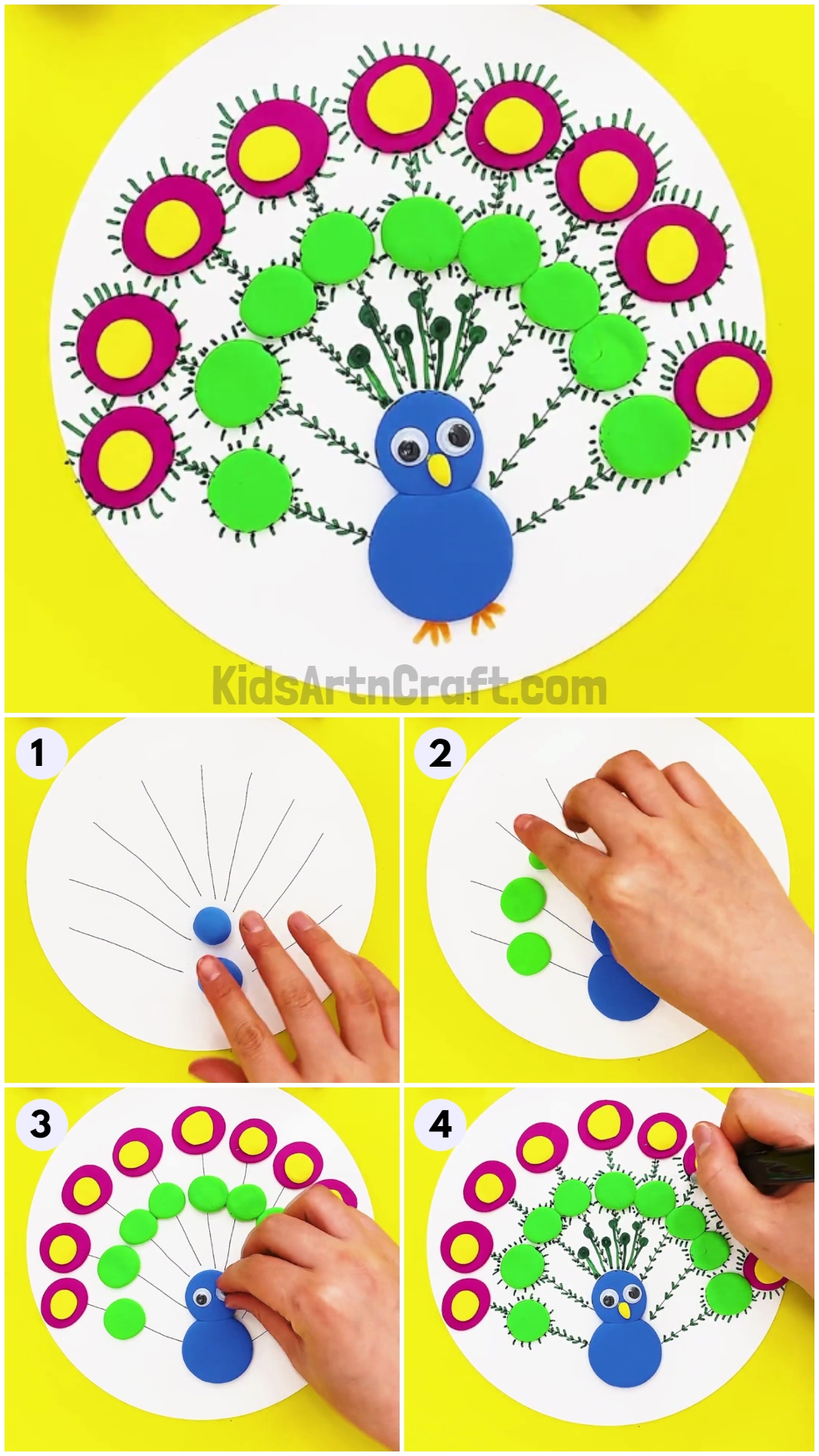 How to make Clay peacock easy Tutorial for Kids