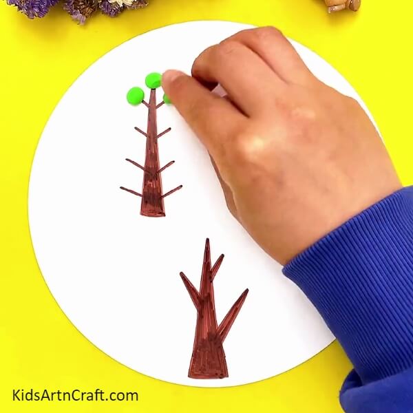Making leaves of first tree-Step-by-step guide to create a tree using clay for beginners