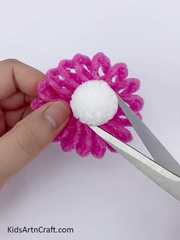 Stick The Ball Onto The Pink Flower- Generating Lovely Flowers From Fruit Foam Covers - An Enjoyable Activity For Children