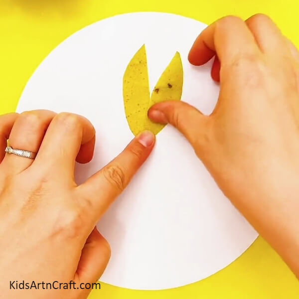 Stick The Cut Paper Leaves On The White Chart-Creating a Paper-Leaf Peacock Craft for little ones. 