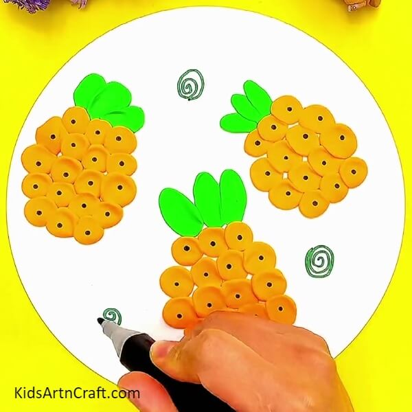 Decorating The Background- Making Pineapples Using Colored Clay - A Fantastic Plan! 