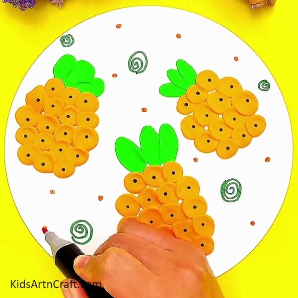 Adding The Dots- A Creative Idea To Create Pineapples Using Colored Clay 