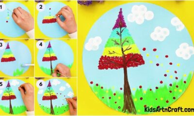 How to make Tree Painting Using Earbuds for kids