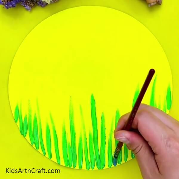 Making More Green Grass Blades-Introductory artwork for a lavender flower garden 