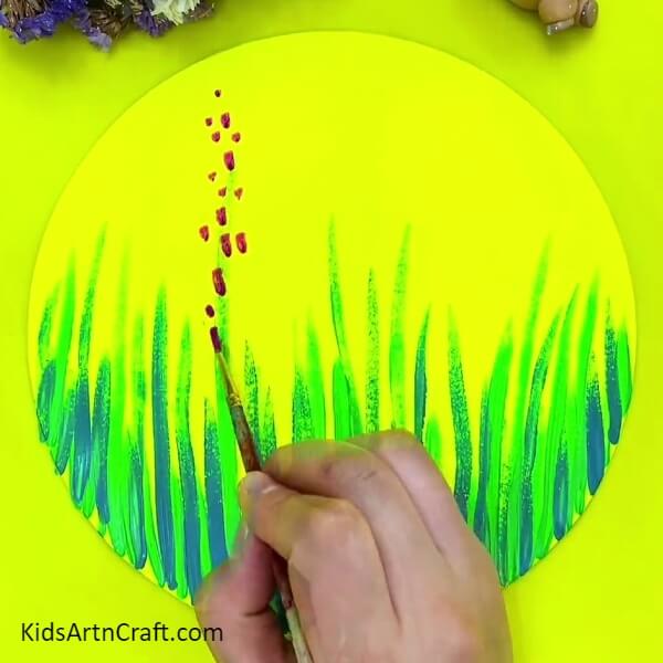 Making The Red Petals Of The Lavender Flower-Creating artwork of a lavender flower garden for starters 