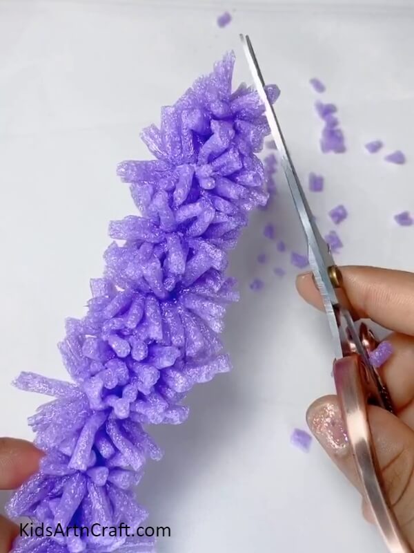 Shaping The Flowers- Making a Lavender Bouquet with Fruit Foam Pom Poms