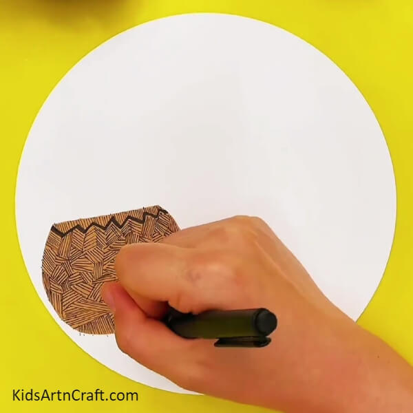 Complete The Design With A Black Marker/sketch Pen-Drawing a Flower Pot - A Tutorial For Kids