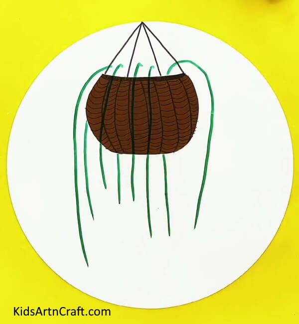 Make More Stems With A Green Marker/sketch Pen-Study the craft of constructing a suspended plant artwork for younger ones