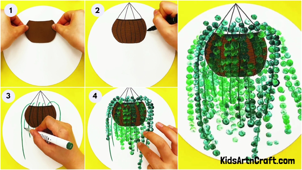 Learn to Draw Hanging Plant easy Artwork For Kids