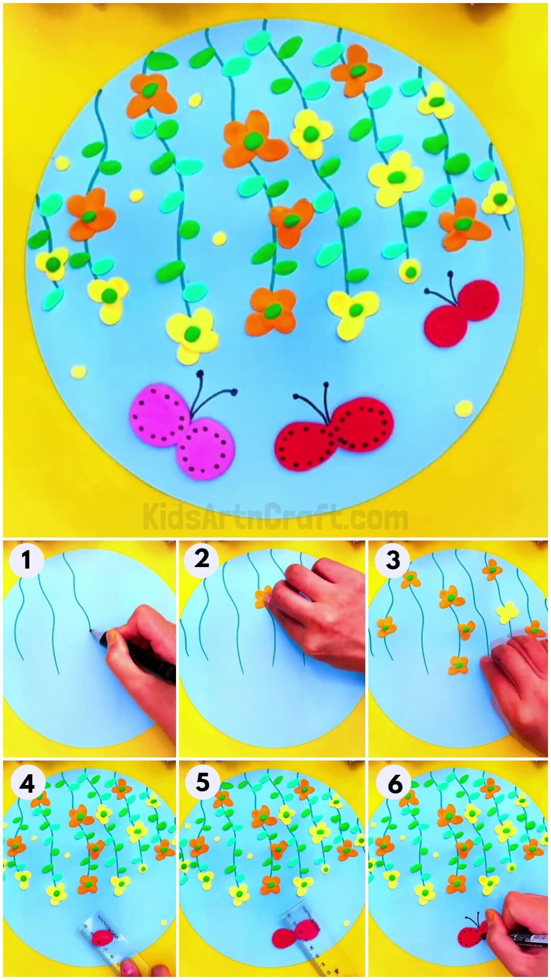 Learn to Make Clay Butterfly And Flowers For Kids