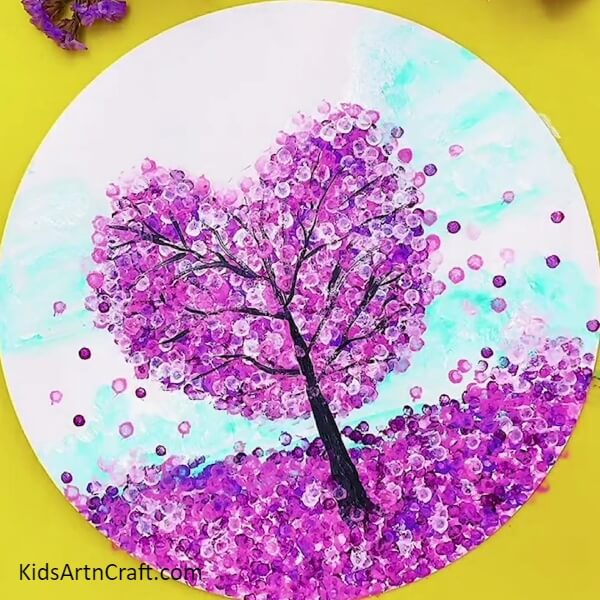 Completing Making Branches- Creative Ideas for Painting Cherry Blossom Trees with Kids 