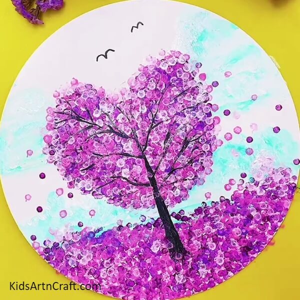 The Final Look Of Your Heart-Tree Landscape!-Creating Cherry Blossom Tree Paintings with Kids 
