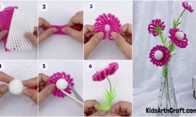 How to Make Flowers From Fruit Foam Covers Idea For Kids